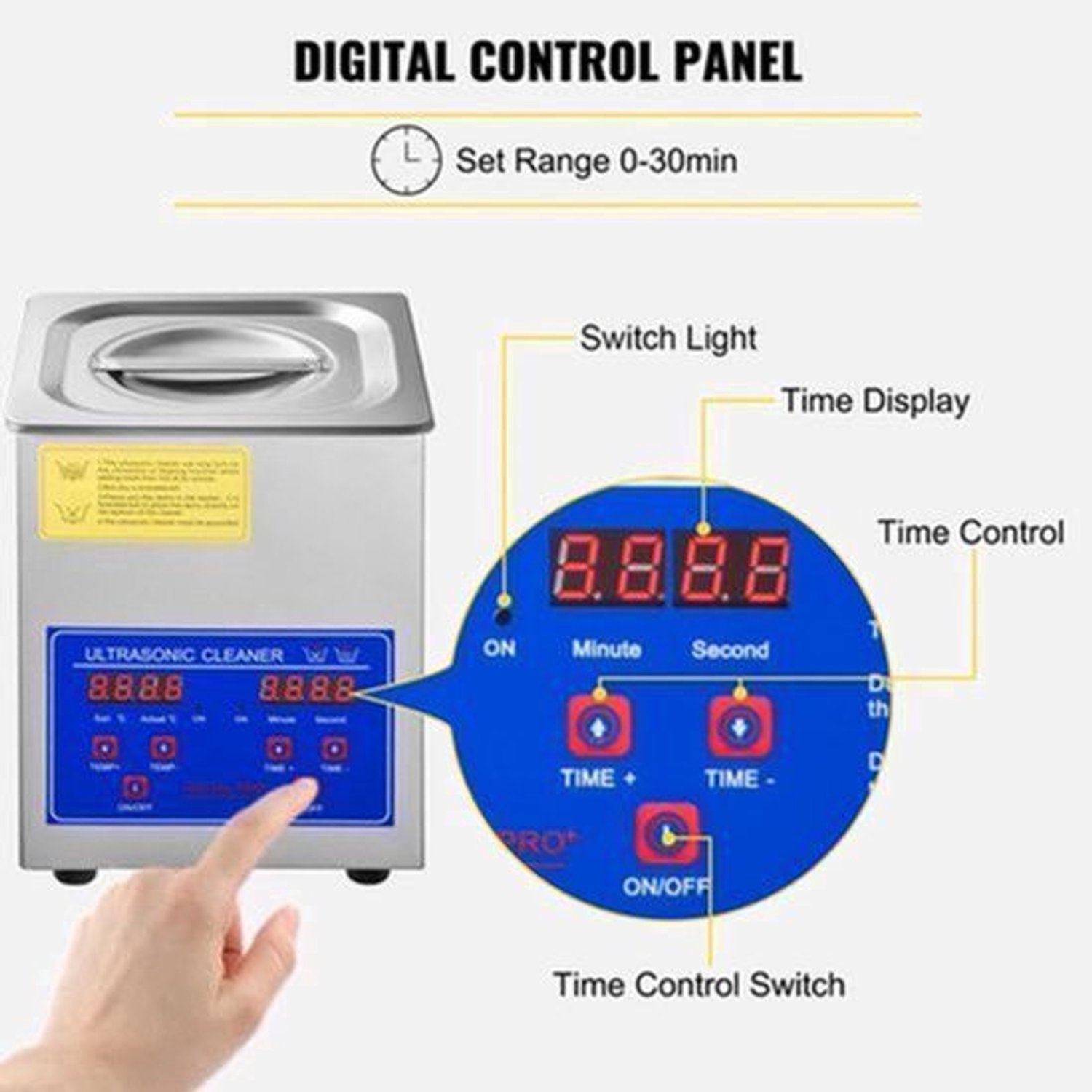 Ultrasoon Reiniger - Reinigingsapparaat voor Sieraden en Brillen - 6L - Ultrasone - Ultrasonic Cleaner - Professionele Draagbare Wasmachine - voor Sieraden, Gereedschap en Huishoudelijk Gebruik