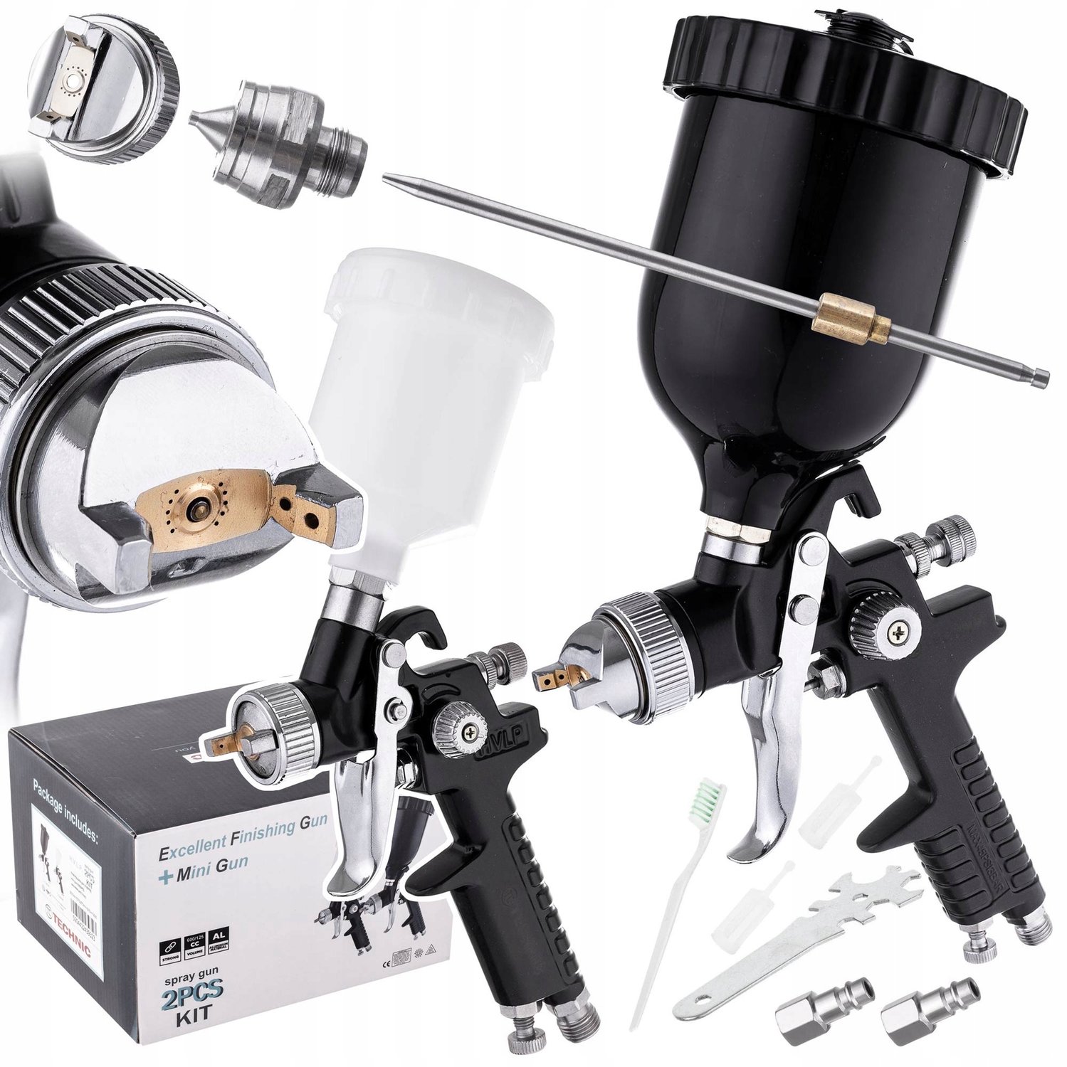 Merkloos HVLP Verfspuitpistool Set 1.4/1.7/0.8mm 600/125ml