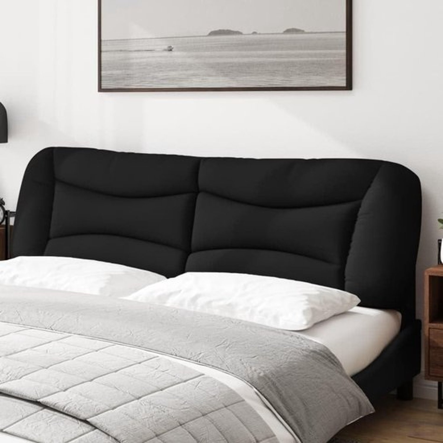 Hoofdbordkussen - Leeskussen - Rugsteun - Meer comfort - Met klittenbandbevestiging - 180 cm - Zwart
