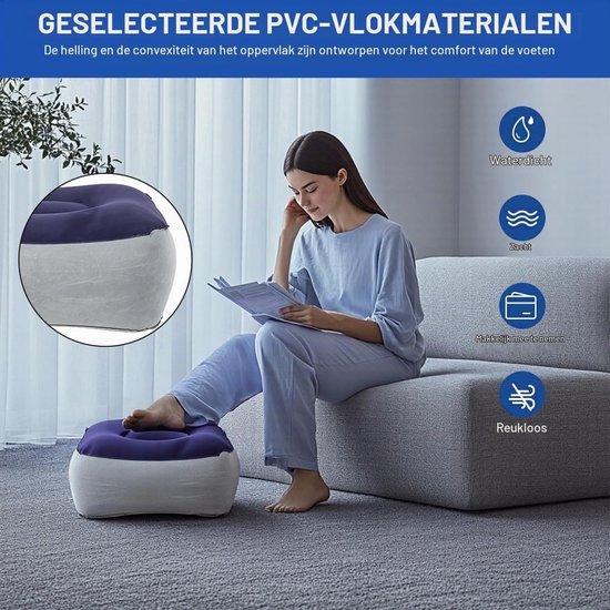 Opblaasbare Voetsteun voor Vliegtuig, Reis Voetkussen, Ondersteuning voor Benen, Vermindert Zwelling en Verbetert Bloedcirculatie tijdens het Vliegen — afbeelding 3