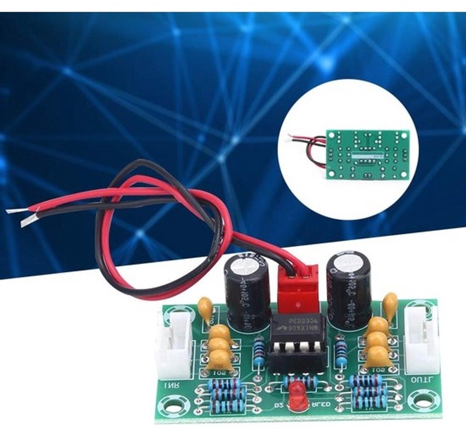 versterkerboard - audio-preamp - voor muziek luisteren - 5x versterking - 42 x 23 mm - groen