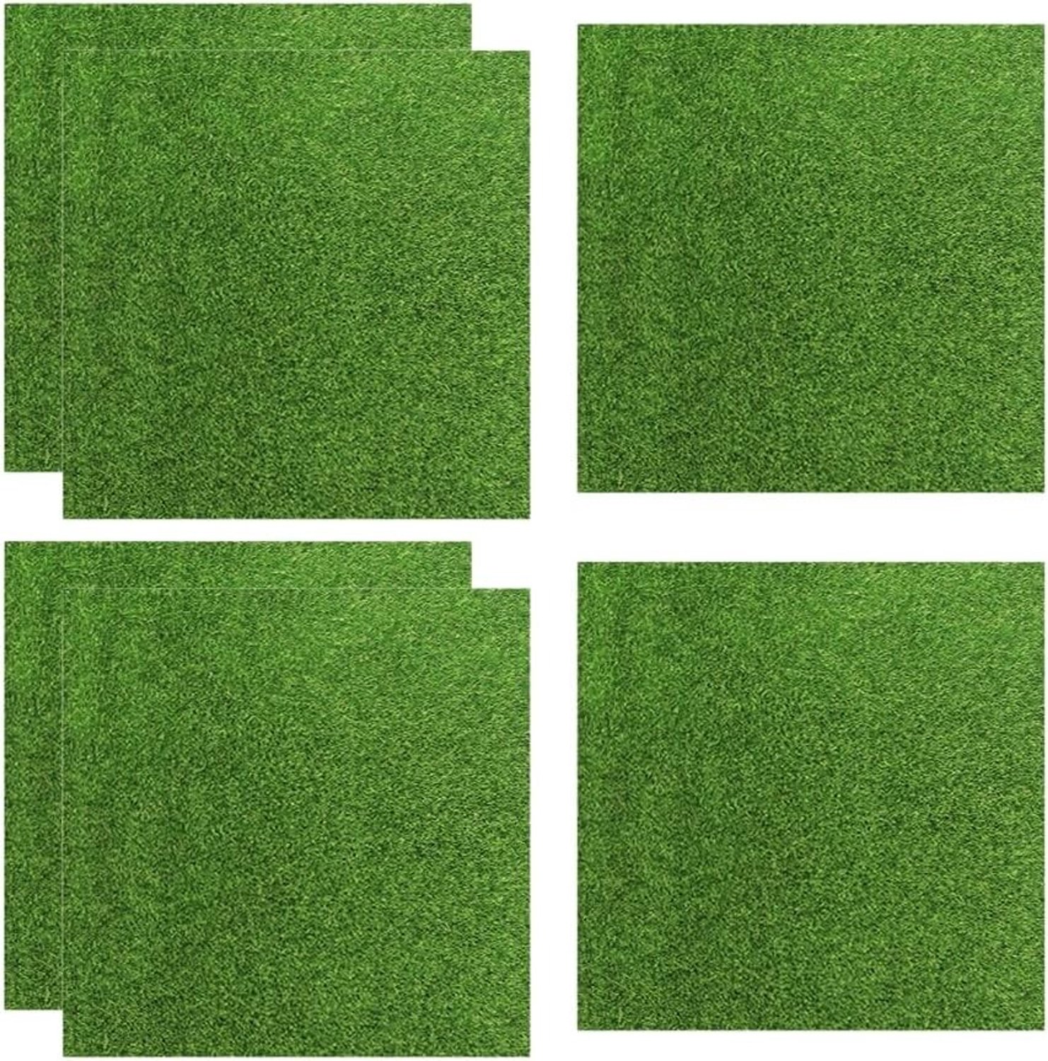 Set van 6 Miniatuur Kunstgras 15 x 15 cm voor Tuin, Balkon en Terrasdecoratie, Bionisch Mos Gras, Kunstgras voor Landschapsontwerp