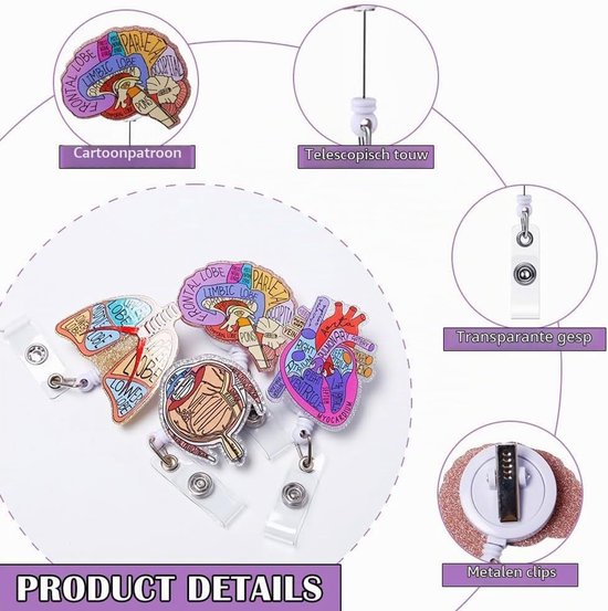 Nurse badge reel set met 4 stuks en 8 kaart houders voor verpleegkundigen en zorgprofessionals — afbeelding 2