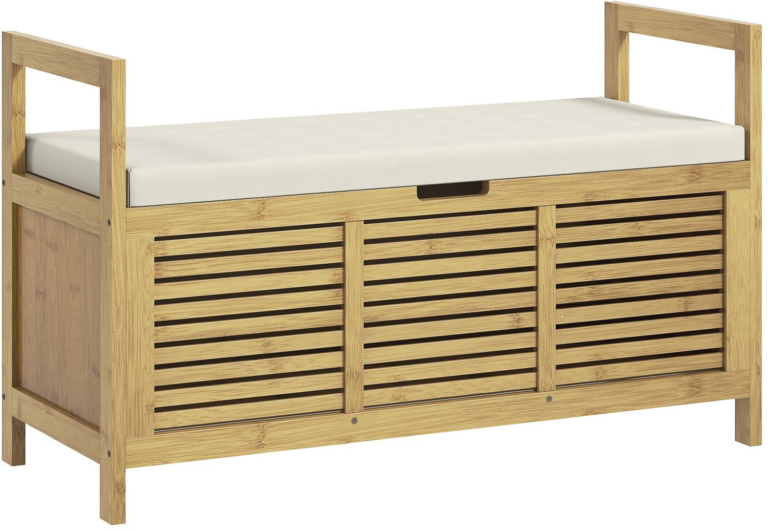 HOMCOM-Schoenbankje-Bamboe-100x40x60cm-Natuurlijk hout