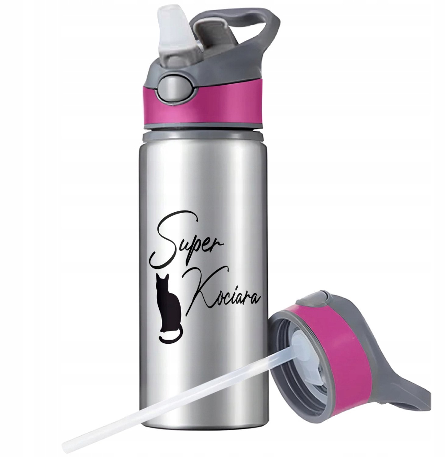 Aluminium Sport Bidon 650ml met Rietje en Handvat