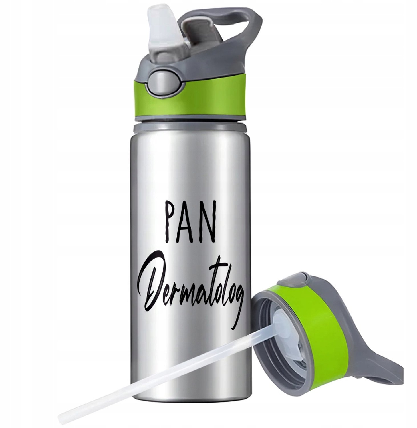 Merkloze Sport Bidon 650ml met Rietje en Handvat - Aluminium