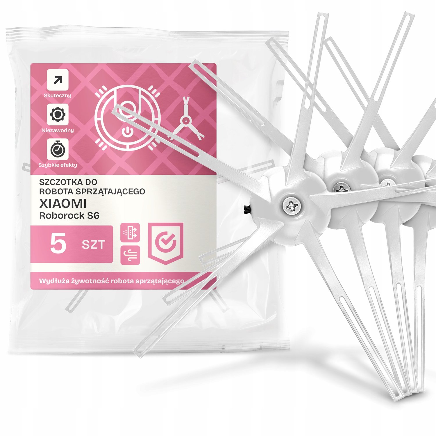 5x Zijborstel voor Xiaomi Roborock S6 Robotstofzuiger