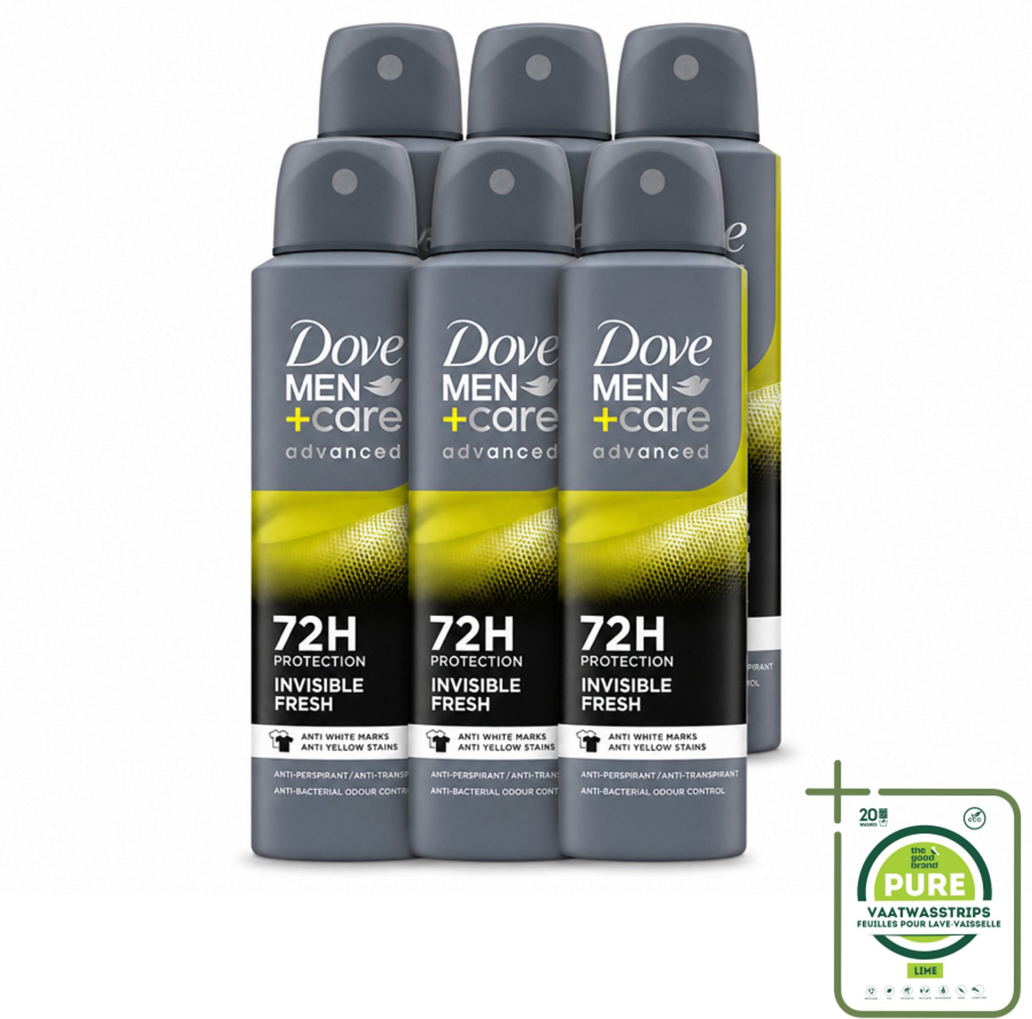 6 x Dove Men+Care Deodorant Spray - Invisible Fresh - 150 ml - Grootverpakking - Deodorant Spray - Zweetbestendig - Onzichtbaar - Fris - Huidbescherming