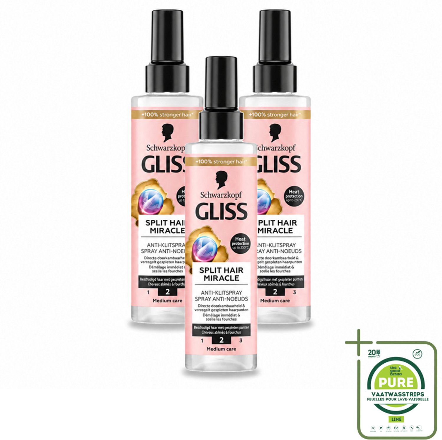 3 x Gliss - Split End Anti-Klit Spray - Tegen Gespleten Haarpunten - 200 ml - Grootverpakking - Haarsplitting - Klitten - Haarbescherming - Haarherstel - Gespleten Haarpunten