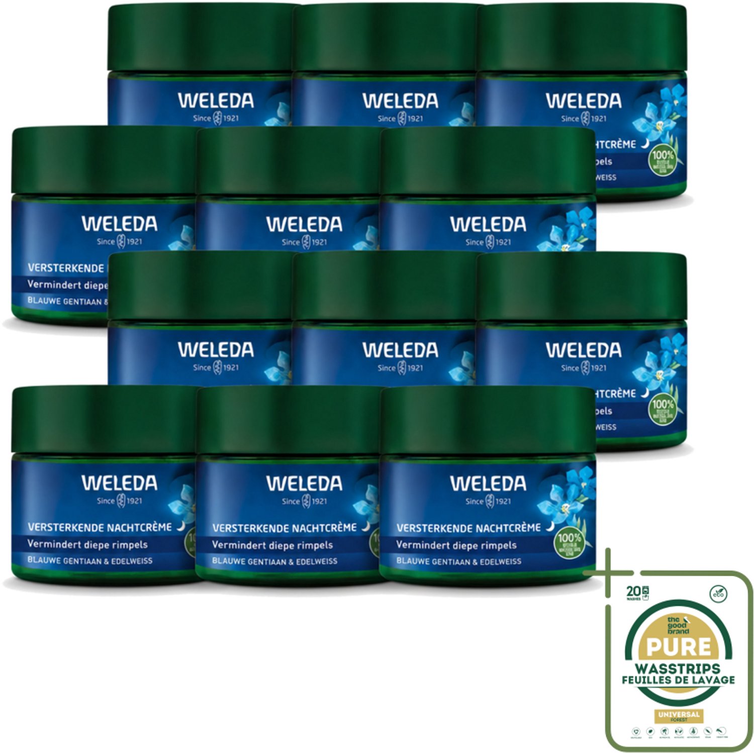 12 x WELEDA - Nachtcrème Versterkend - Blauwe Gentiaan & Edelweiss - 40 ml - Nachtcrème - Huidversterkend - Collageengehalte - Huidcontouren - Huidverzorging