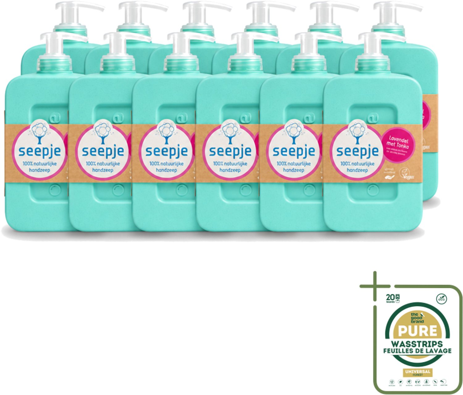 12 x Seepje - Handzeep - Zachte Geur - Lavendel met Tonka - 300 ml - Wasstrips - Handzeep - Natuurlijke Handzeep - Handverzorging - Zachte Geur - Lavendel