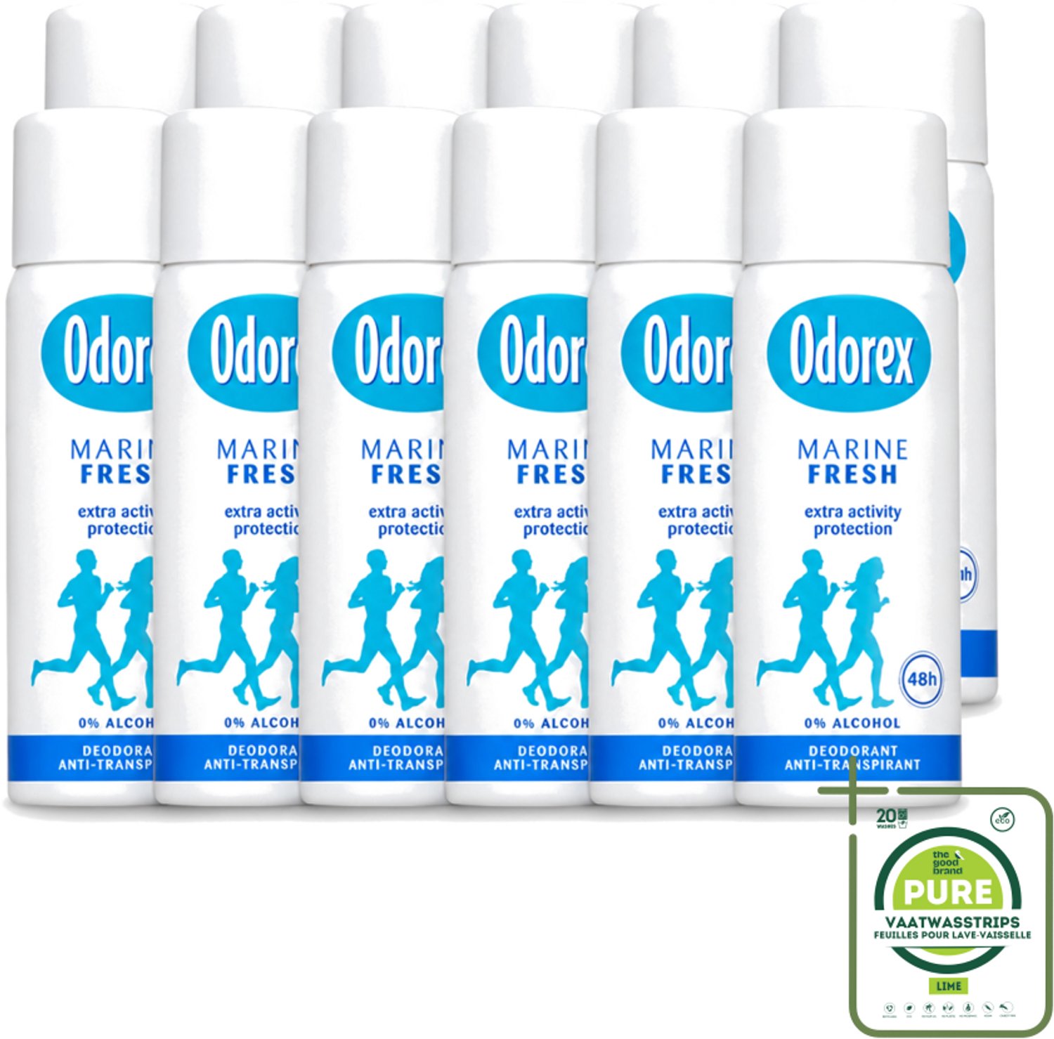 12 x Odorex - Deodorant Spray - Mini Marine Fresh - Fris & Compact - 50 ml - Grootverpakking - Deodorant Spray - Zweetvermindering - Frisheid - Maritieme Geur - 48 Uur Bescherming