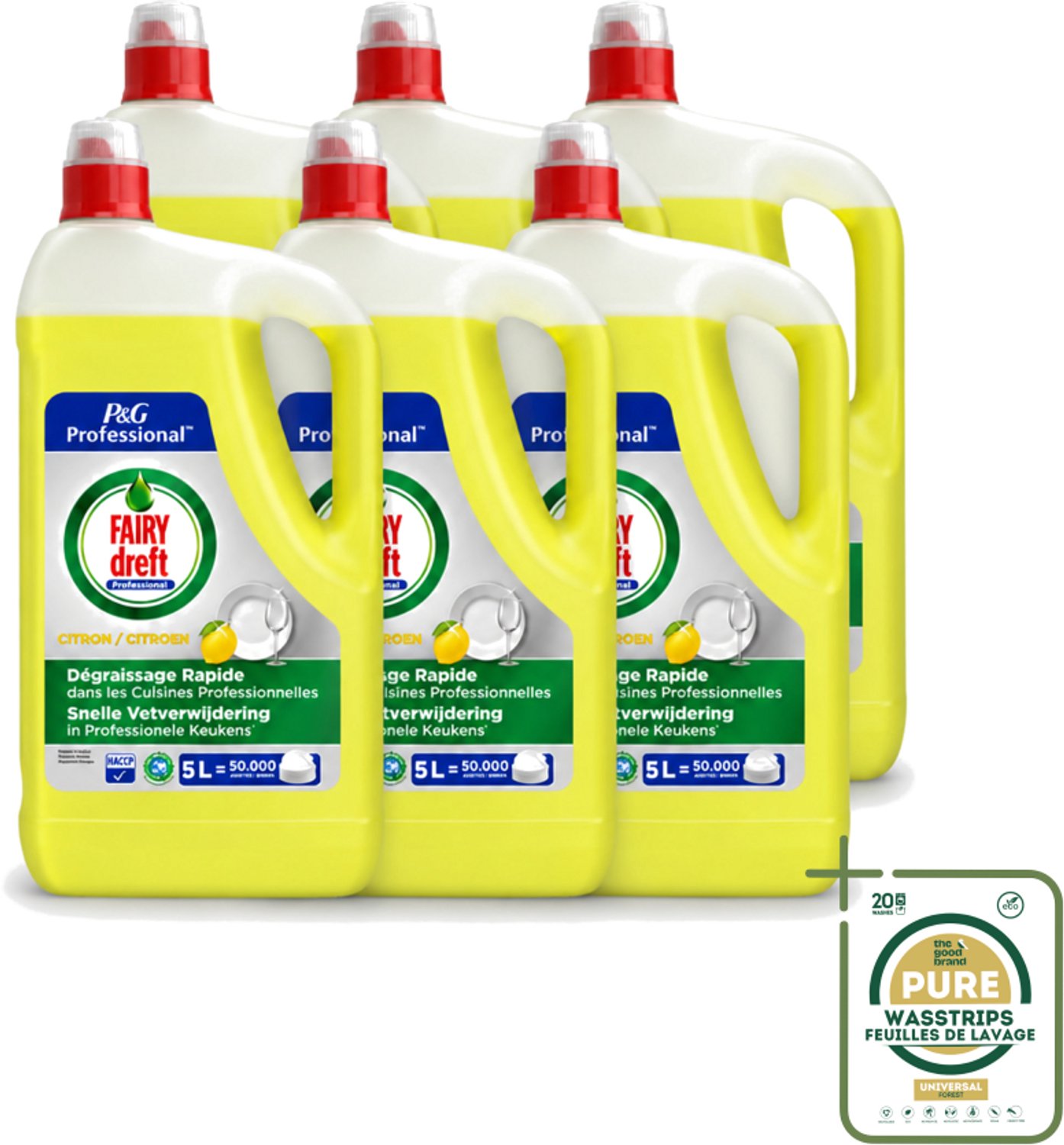 6 x Dreft - Afwasmiddel - Citroen - Professionele verpakking - 5 L - Afwasmiddel Citroen - Afwasmiddel 5 L - Professioneel Afwasmiddel - Krachtig Afwasmiddel - Vet Verwijderen