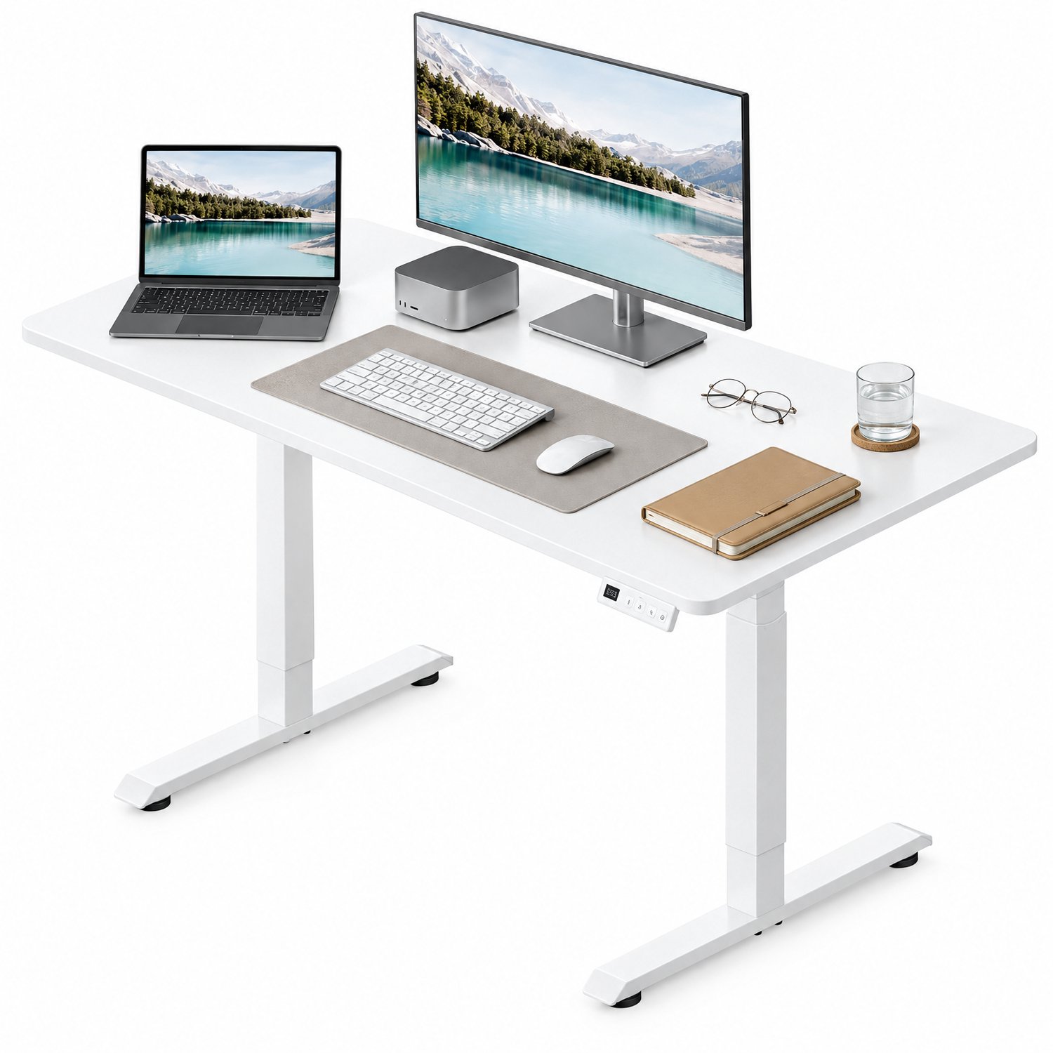 BukkitBow Zit Sta Bureau Elektrisch - Bureautafel - Standing Desk - 3 Memory Standen - 100 x 48 cm - Wit
