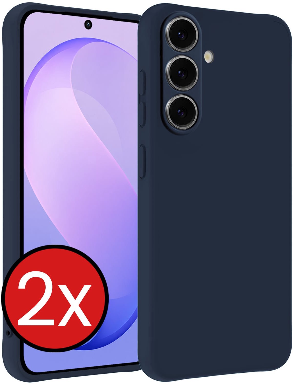 Hoesje - 2 Stuks - Geschikt voor Samsung Galaxy S26 FE - Sterk & Shockproof - Telefoonhoes - Back Cover - Case Siliconen - Telefoon Hoes - Donkerblauw