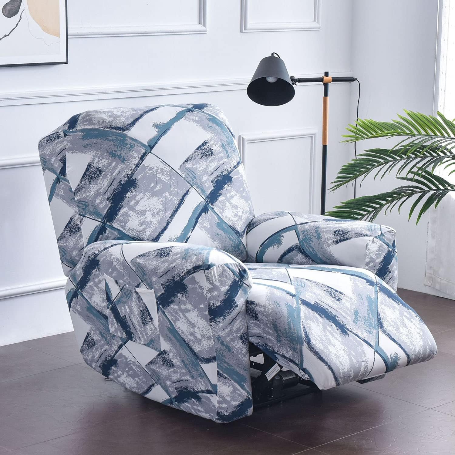 Print Fauteuilhoezen, 4 Stuks Enkele Liggende Hoes Fauteuil Lazy Boy Bankhoes Meubelhoes met Opbergvak voor Woonkamer-6