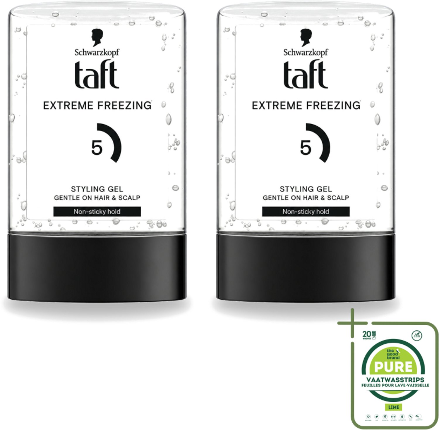 2 x Taft - Extreme freezing 5 - Styling Gel - Sterke hold - 300 ml - Grootverpakking - Bevriezende Fixatie - Krachtige Hold - Kort Haar - Styling Gel - Vegan Gel