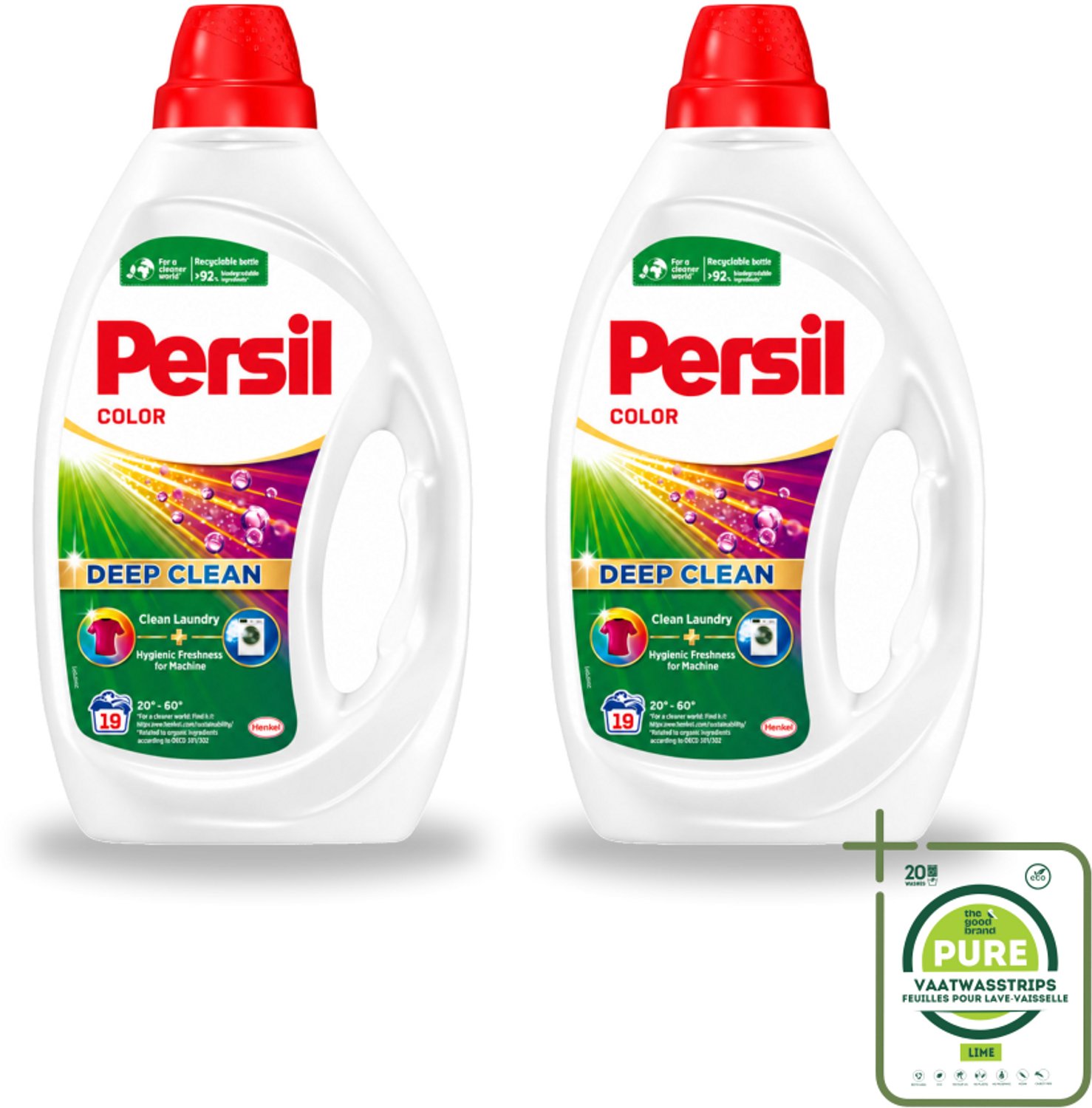 2 x Persil - Wasmiddel - Wasmiddel Gel Color - Voor Gekleurde Was - 19 wasbeurten - Grootverpakking - Vaatwasstrips - Wasmiddel Gel - Wasmiddel Gekleurd - Wasmiddel Voor Gekleurde Kleding - Frisse Was - Kleurbehoud