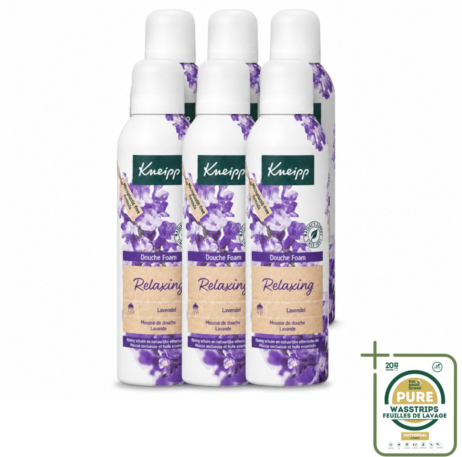 6 x Kneipp - Douche schuim - Relaxing - Lavendel - 200 ml - Wasstrips - Douche Schuim - Ontspanning - Lavendel - Rust - Huid Verzorging