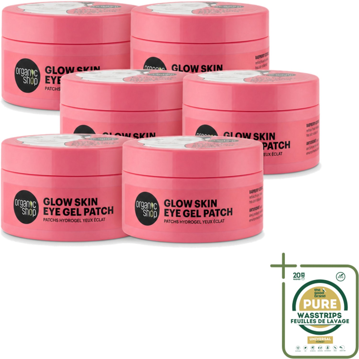 6 x Organic Shop - Eye Gel Patch Berry Iced Tea & Antioxidant - Kalmerend en Hydraterend - 60 Patches - Wasstrips - Oogverzorging - Wallen - Vermoeidheid - Hydratatie - Antioxidanten