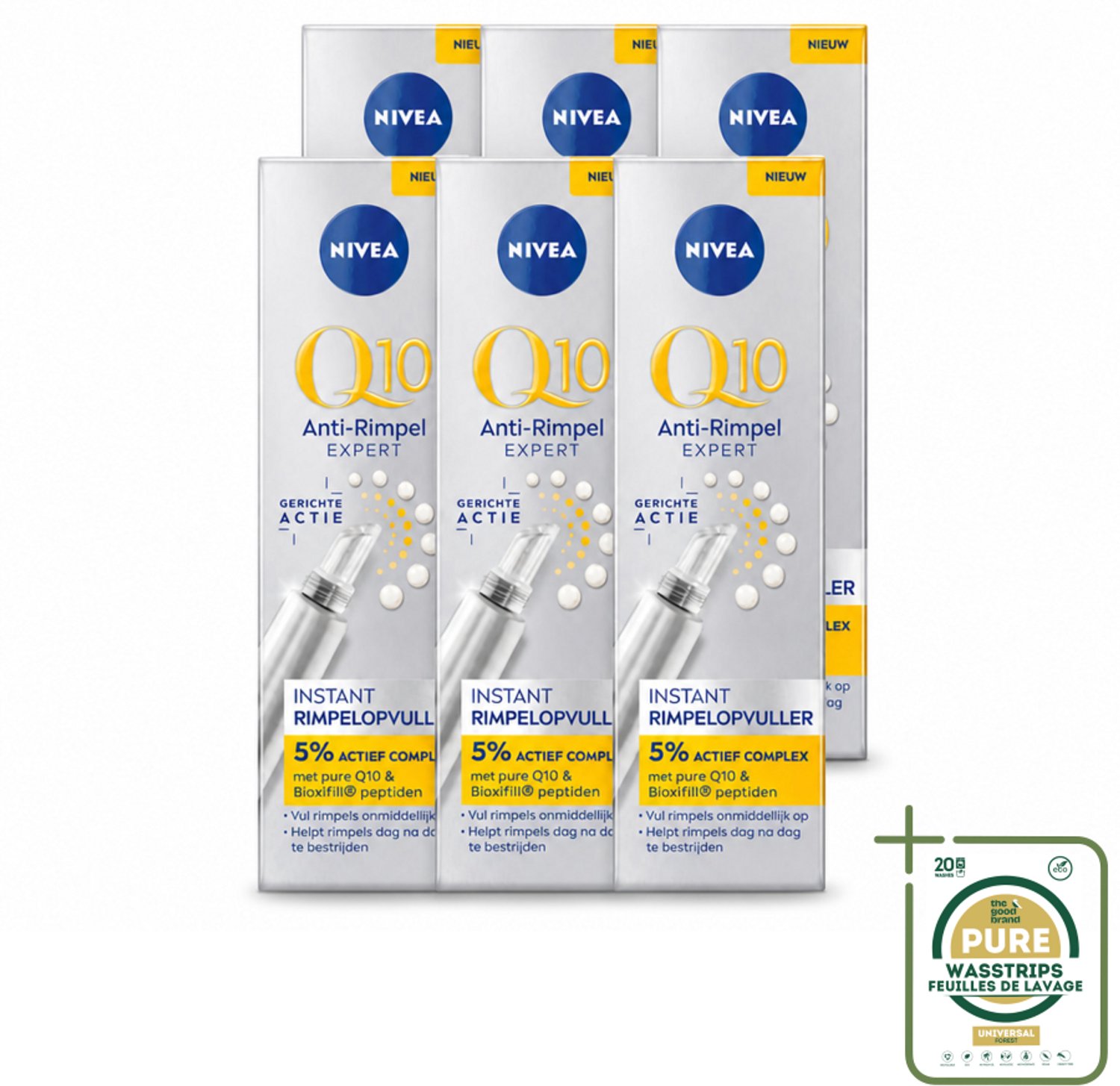 6 x NIVEA - Oogserum - Q10 Anti-Rimpel Expert - Rimpelopvuller - Voor rijpe huid - Met Q10 - 15 ml - Wasstrips - Oogserum - Anti-rijp Serum - Rimpelopvuller - Q10 Serum - Anti-aging Serum