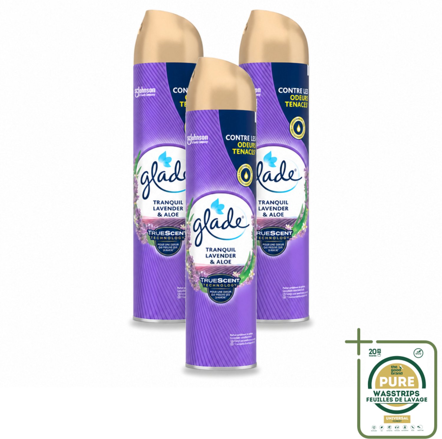3 x Glade - Luchtverfrisser Spray - Tranquil Lavender & Aloë - 300 ml - Luchtverfrisser - Lavendel Geur - Frisheid In Huis - Ontspanning - Geur Neutraliseren