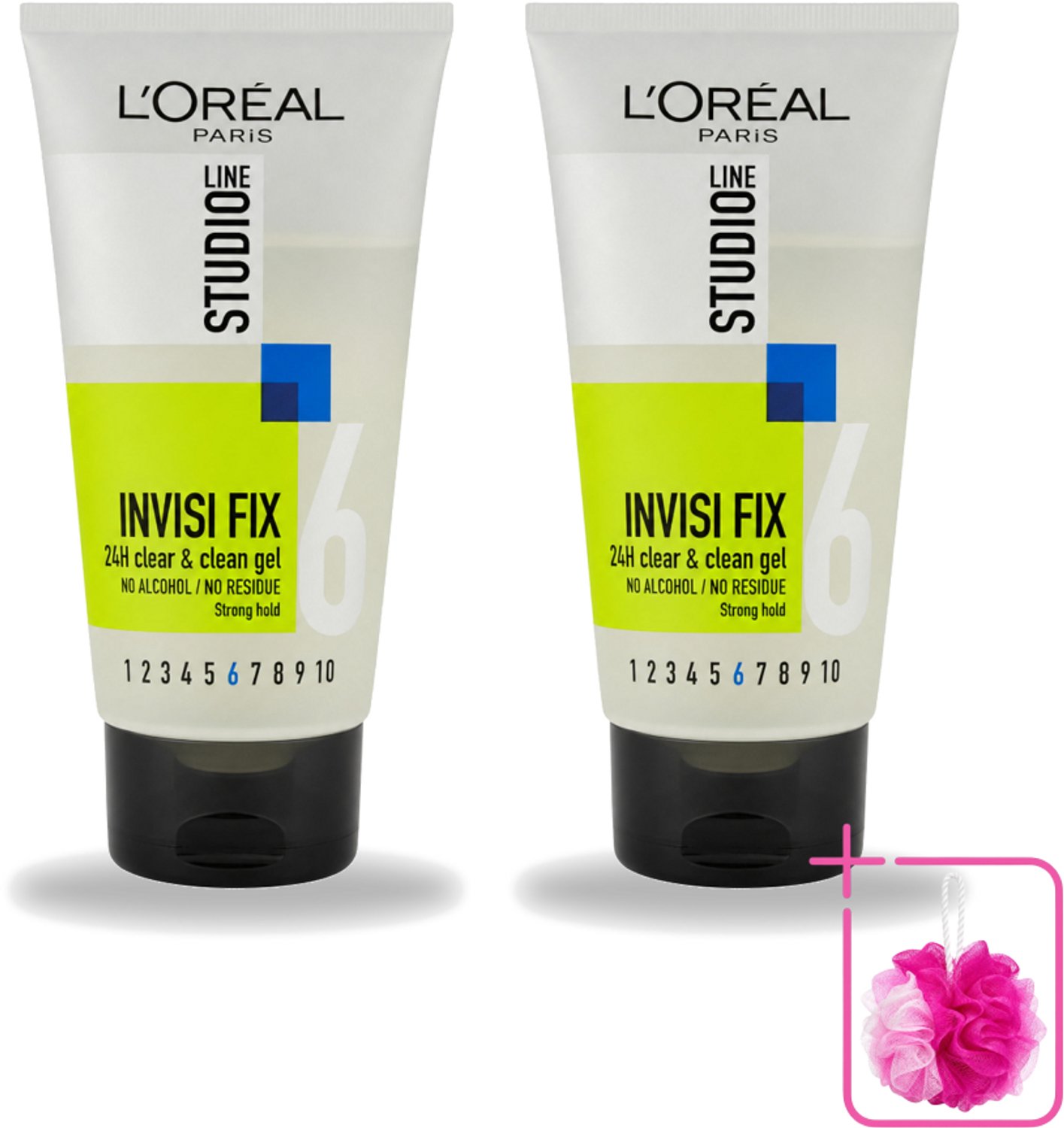 2 x L'Oréal Paris - Gel - Studio Line - Invisi Fix 24H Clear & Clean Gel - Strong - 150 ml - Bulkverpakking - 24 uur fixatie - Natuurlijke look