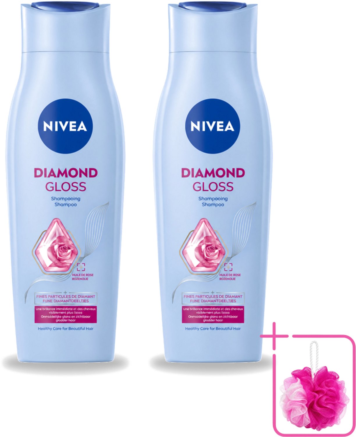 2 x Nivea - Shampoo - Diamond Gloss - 250 ml - Bulkverpakking - Diamanten glans - Douchemop - Haar verzorging