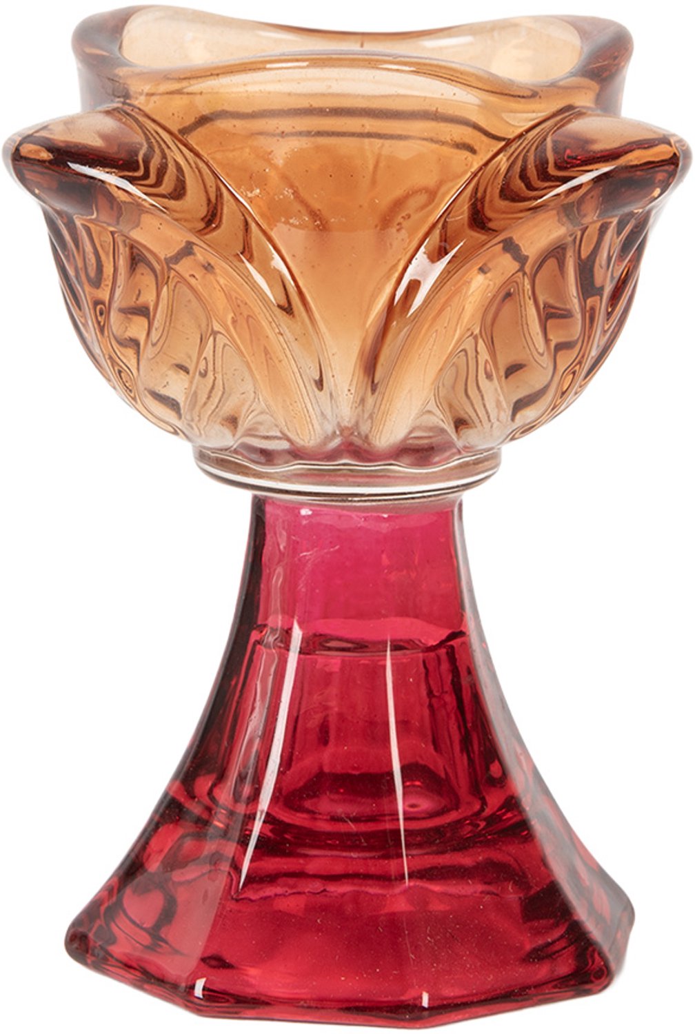 Clayre & Eef Waxinelichthouder Ø 7x10 cm Oranje Glas