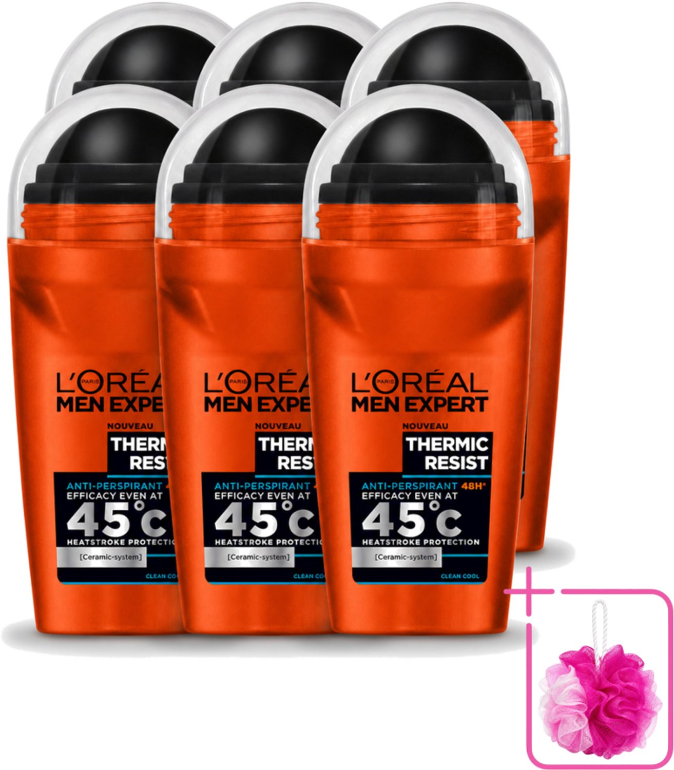 6 x L'Oréal Paris Men Expert Thermic Resist - Deodorant - 50ml - Deodorant Roller - Bulkverpakking - Deodorant voor mannen - Thermische bescherming