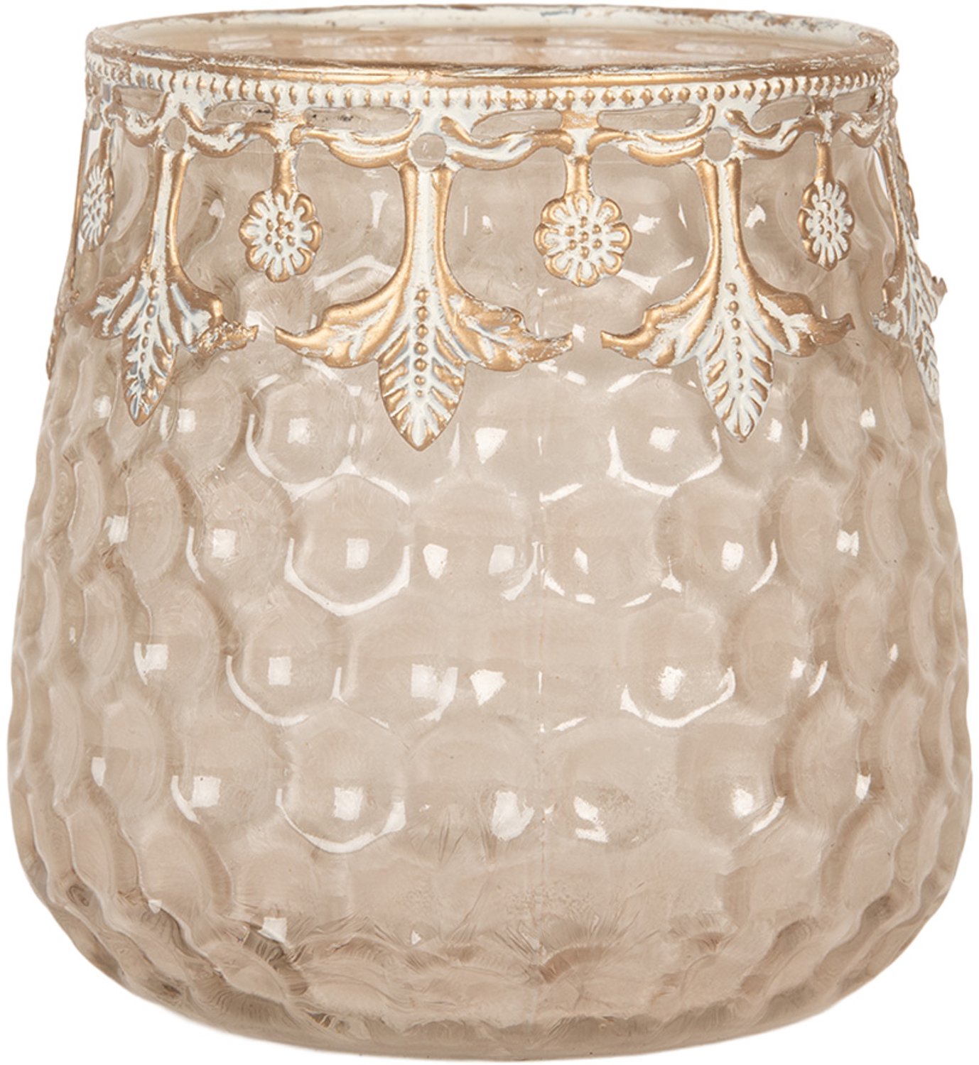 Clayre & Eef Waxinelichthouder Ø 10x10 cm Roze Glas