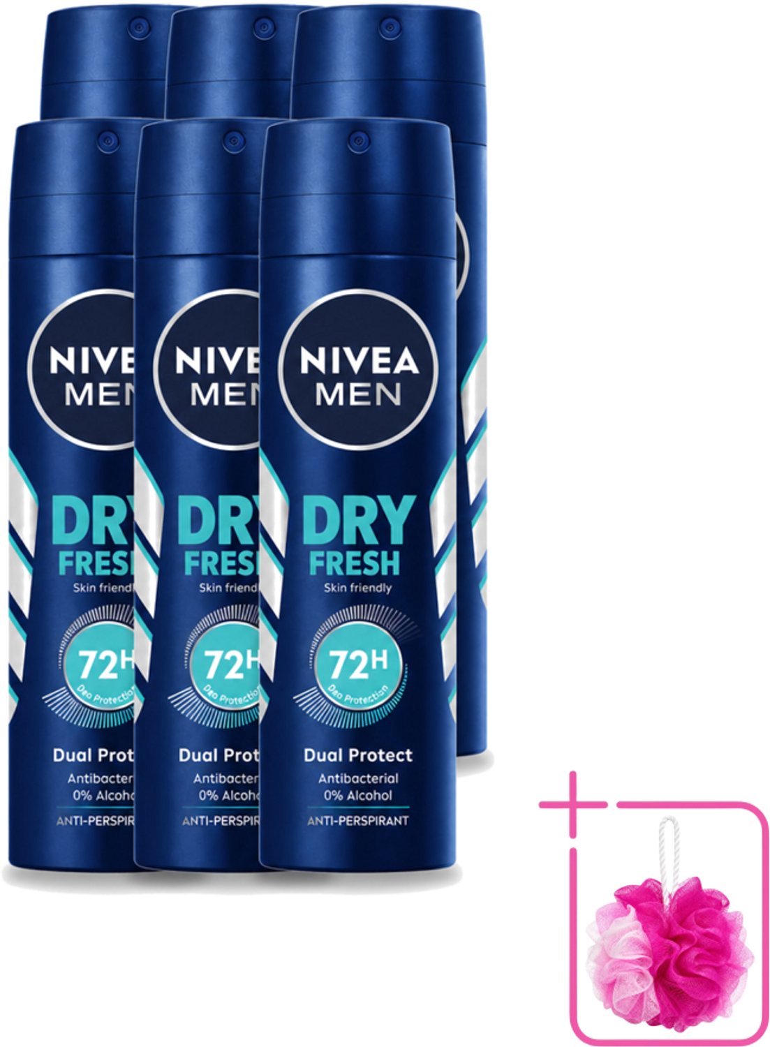 6 x Nivea - Men - Deodorant - Spray - Dry Fresh - 150 ml - Bulkverpakking - Deodorant spray - Droogheid