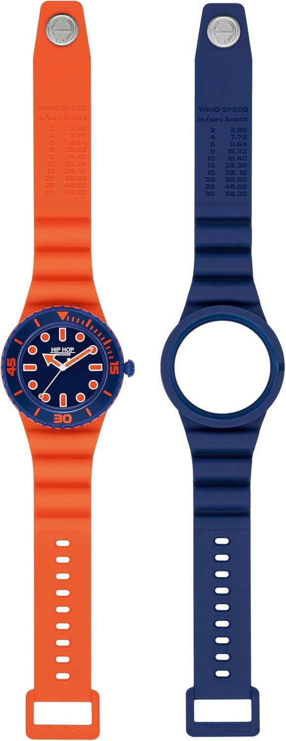 Hip Hop Master orange HWU1234 silicone men's watch with double strap - ShopVlot