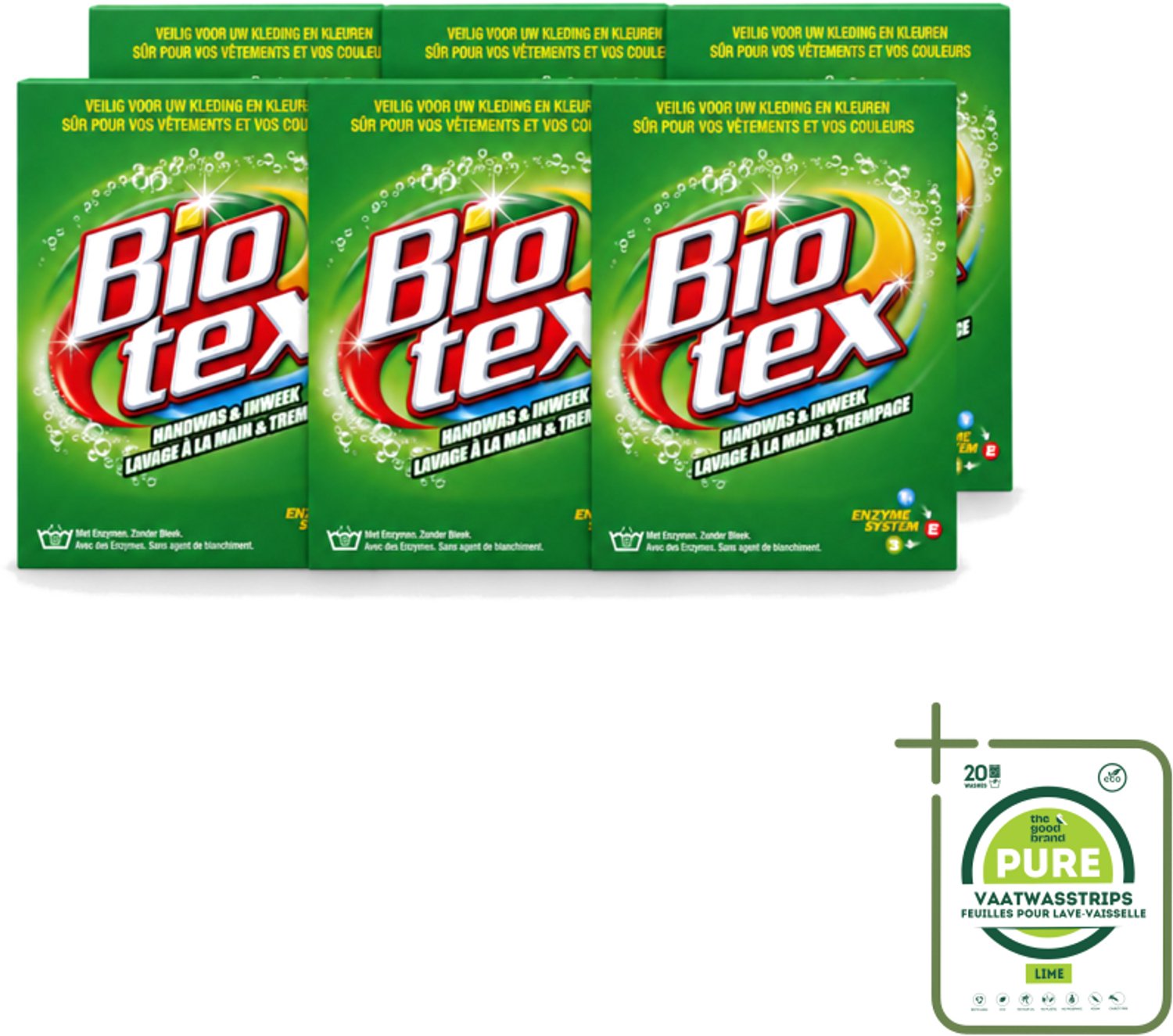 6 x Biotex - Waspoeder - Handwas & Inweek - Actieve Biologische Enzymen - 720 g - Grootverpakking - Vaatwasstrips - Handwas - Inweek Waspoeder - Biologisch Wasmiddel - Enzymen - Vuil Verwijderen