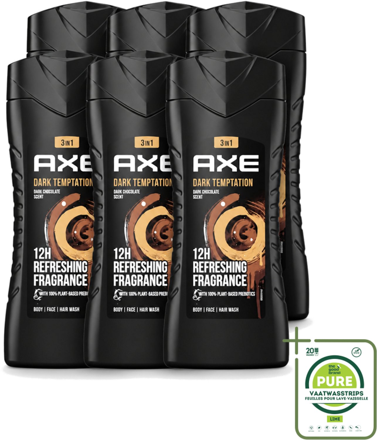6 x Axe – Douchegel – Dark Temptation – 250 ml - Grootverpakking - Vaatwasstrips - Douchegel - Douchegel Mannen - Douchegel Met Geur - Douchegel Dark Temptation - Douchegel Voor Mannen