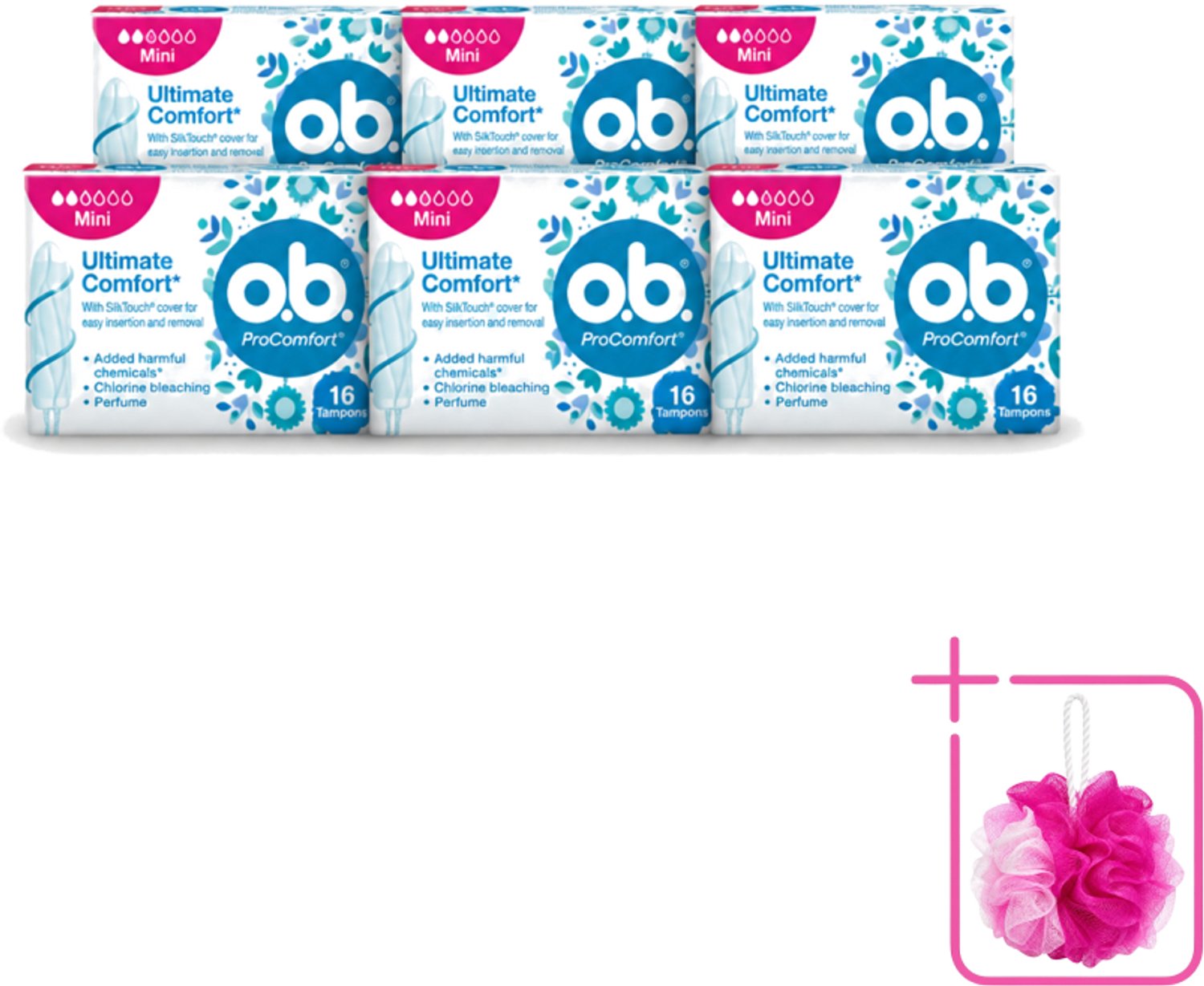 6 x OB – Tampons – ProComfort Mini – Comfort Fit - Bulkverpakking - Tampons - Douchemop - Menstruatie