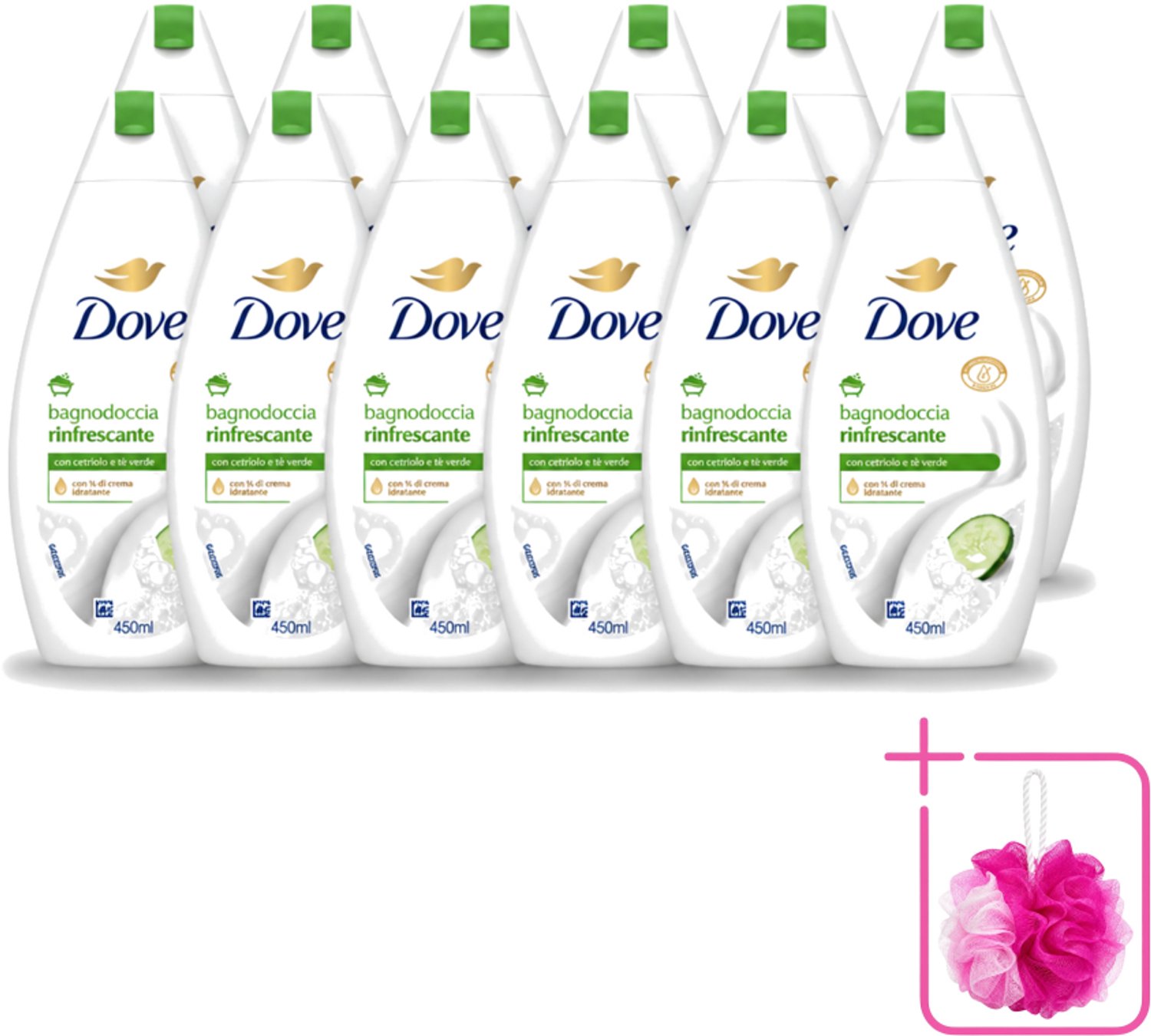 12 x Dove – Douchegel – Refreshing – 450 ml - Bulkverpakking - Douchegel - Douchemop - Frisheid