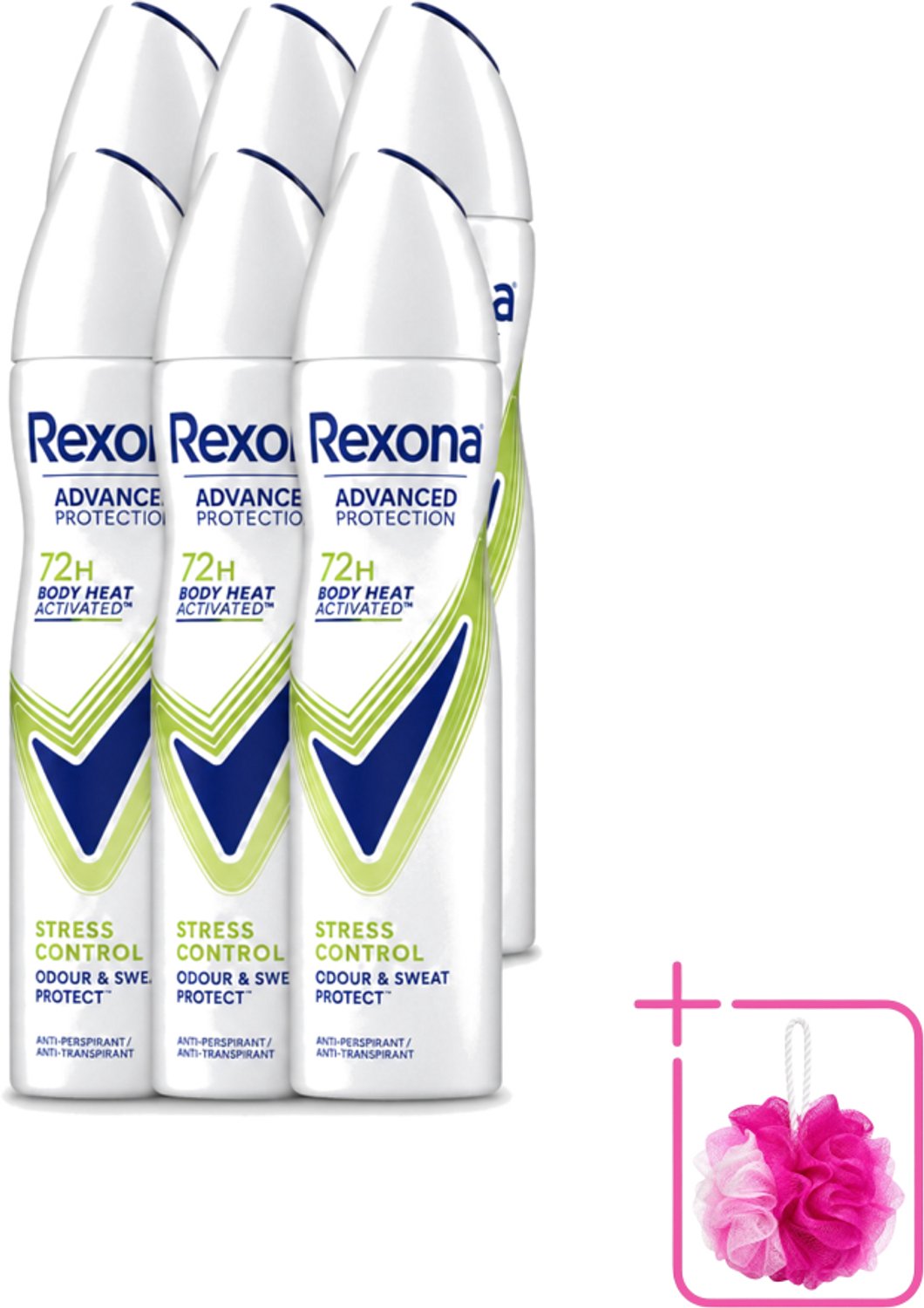 6 x Rexona – Deodorant Spray – Advanced Protection Stress Control – 150 ml - Bulkverpakking - Anti-transpirant spray - Stress control