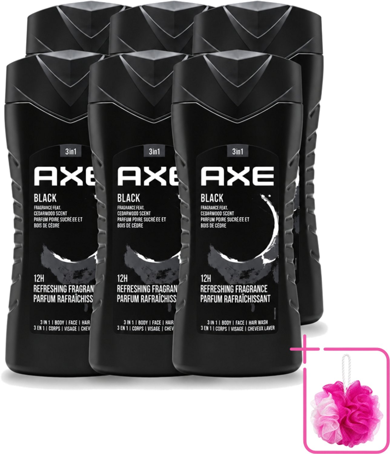 6 x Axe – Douchegel – Black – Houtachtig & Fris - 250 ml - Bulkverpakking - Douchegel - Douchemop - Frisheid