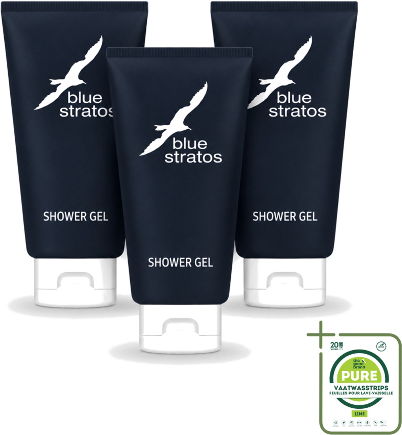 3 x Blue Stratos - Douchegel - Verfrissende Geur - 200 ml - Grootverpakking - Vaatwasstrips - Douchegel - Frisse Start - Klassieke Geur - Mannelijke Geur - Verfrissende Huid