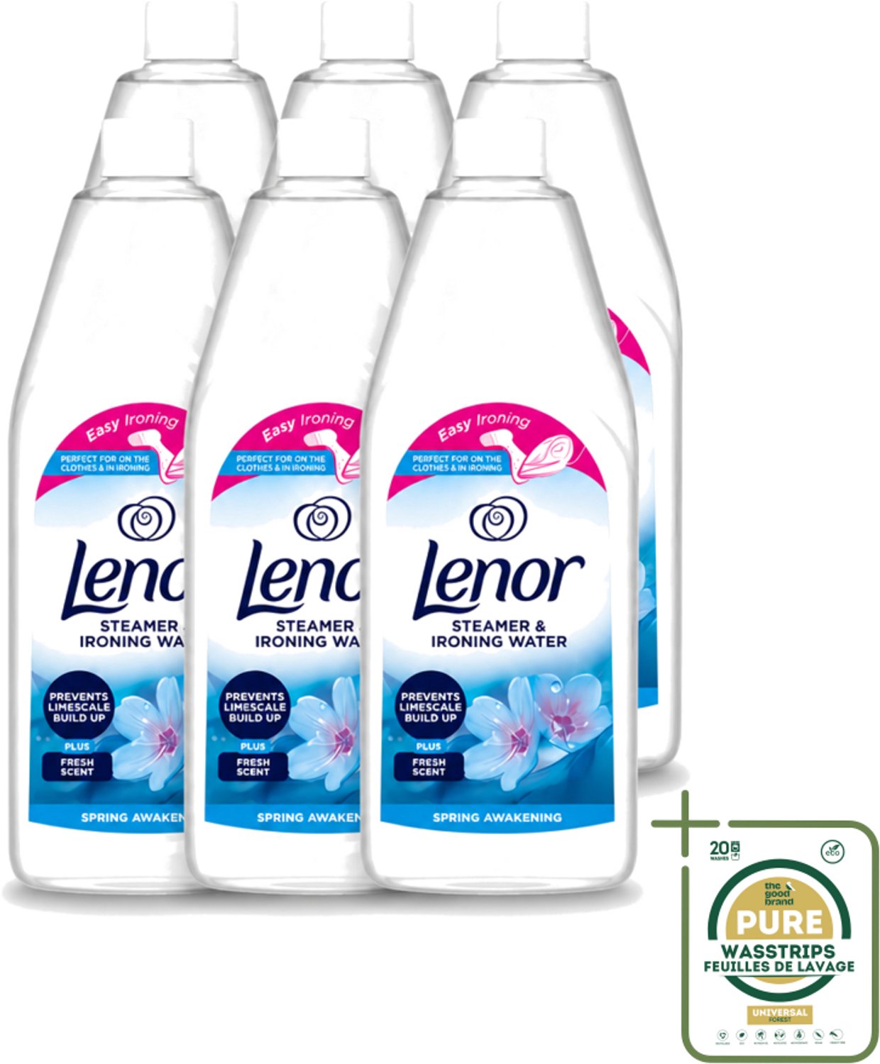 6 x Lenor - Strijkwater - Spring Awakening - Textielverfrisser - 1000 ml - Wasstrips - Strijkwater - Textielverfrisser - Wasgoed - Frisheid - Kleding