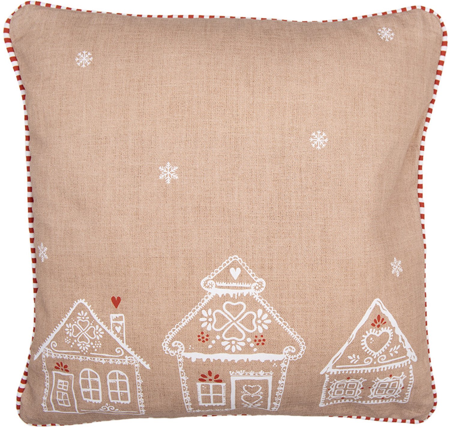 Clayre & Eef Kussenhoes 40x40 cm Bruin Katoen Gingerbread house