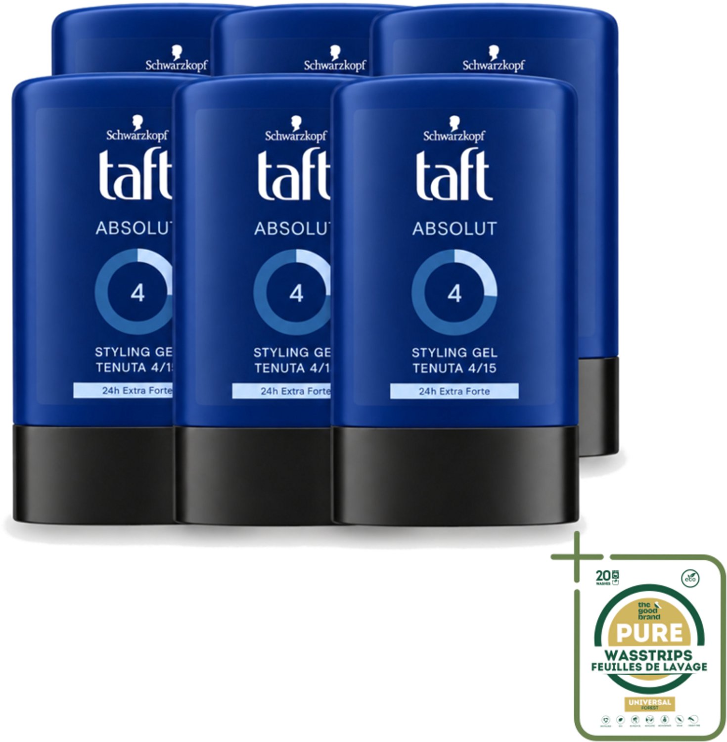 6 x Schwarzkopf - Taft - Absolut Haargel - Mannen - Langdurige Hold - 300 ml - Haargel Mannen - Langdurige Fixatie - Haargel Voor Mannen - Haargel 300 Ml - Fixatie Haar