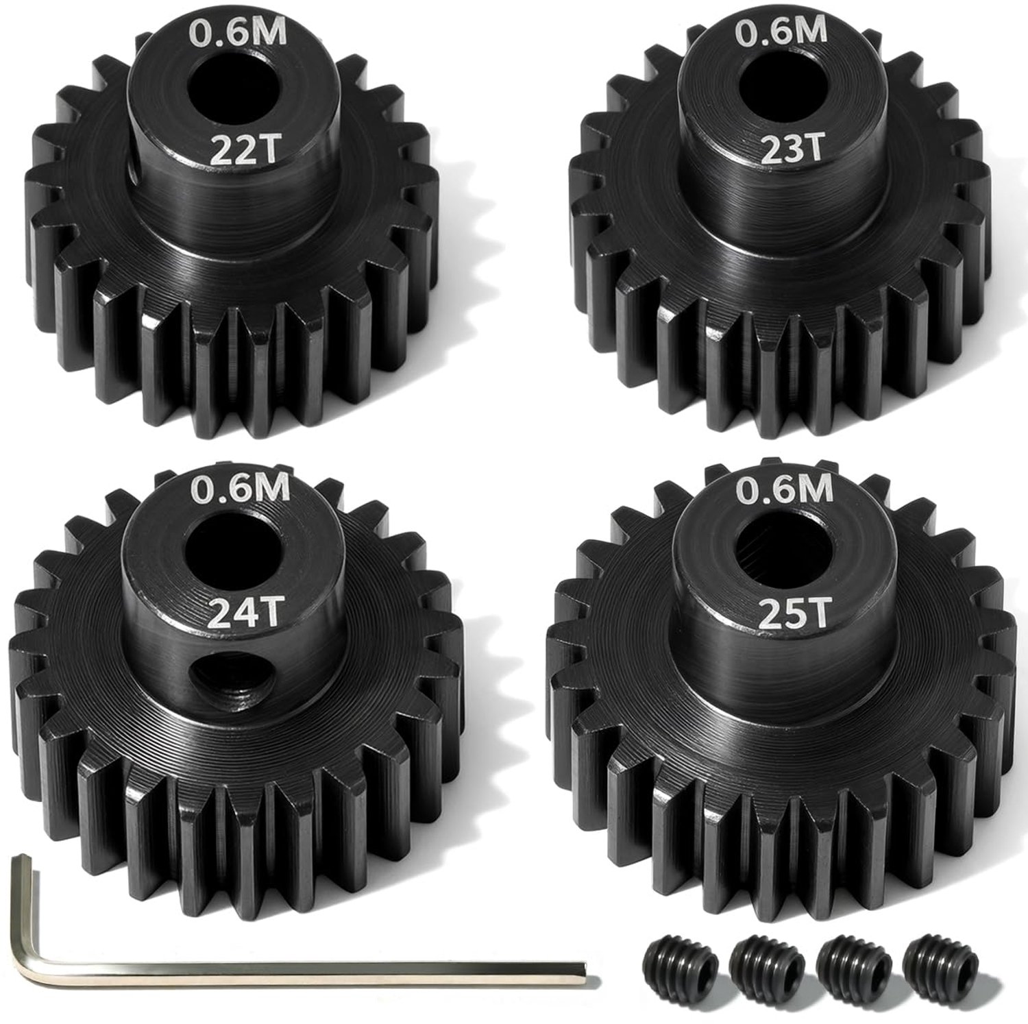 Set van 4 tandwielen 2 ft gehard staal 22T 23T 24T 25T - duurzaam - ideaal voor precisie toepassingen - ShopVlot