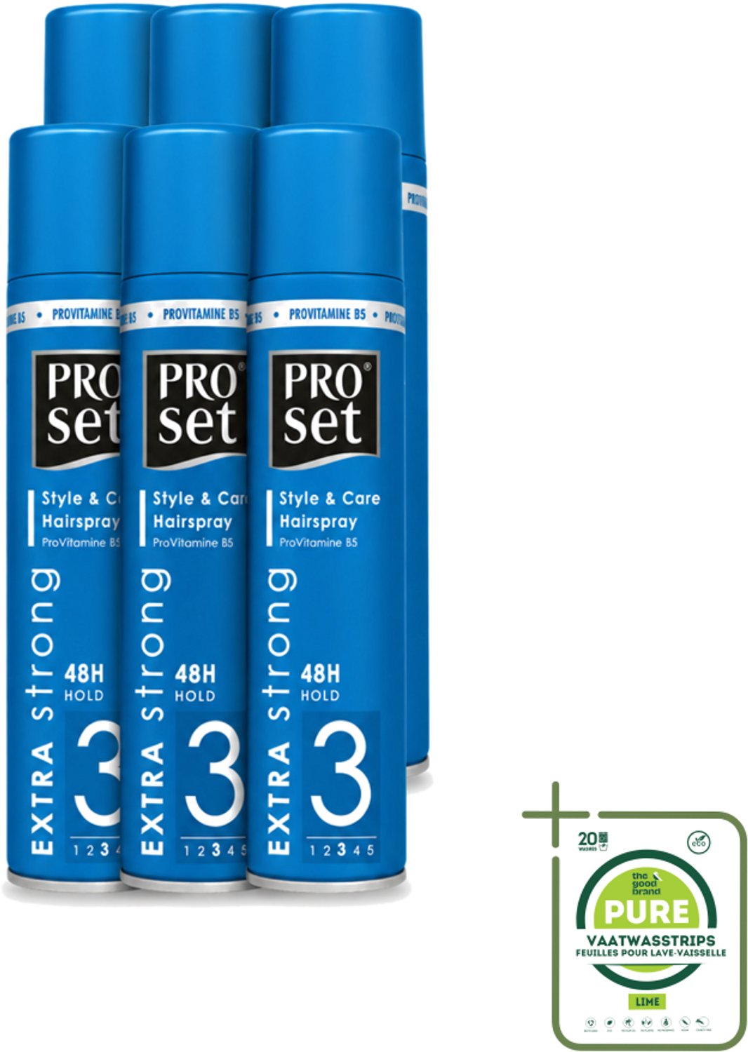 6 x Proset - Haarspray - Extra Sterk - 48 uur Werking - 300 ml - Grootverpakking - Haarspray - 48 Uur Fixatie - Extra Sterk - ProVitamine B5 - Haarkapsel