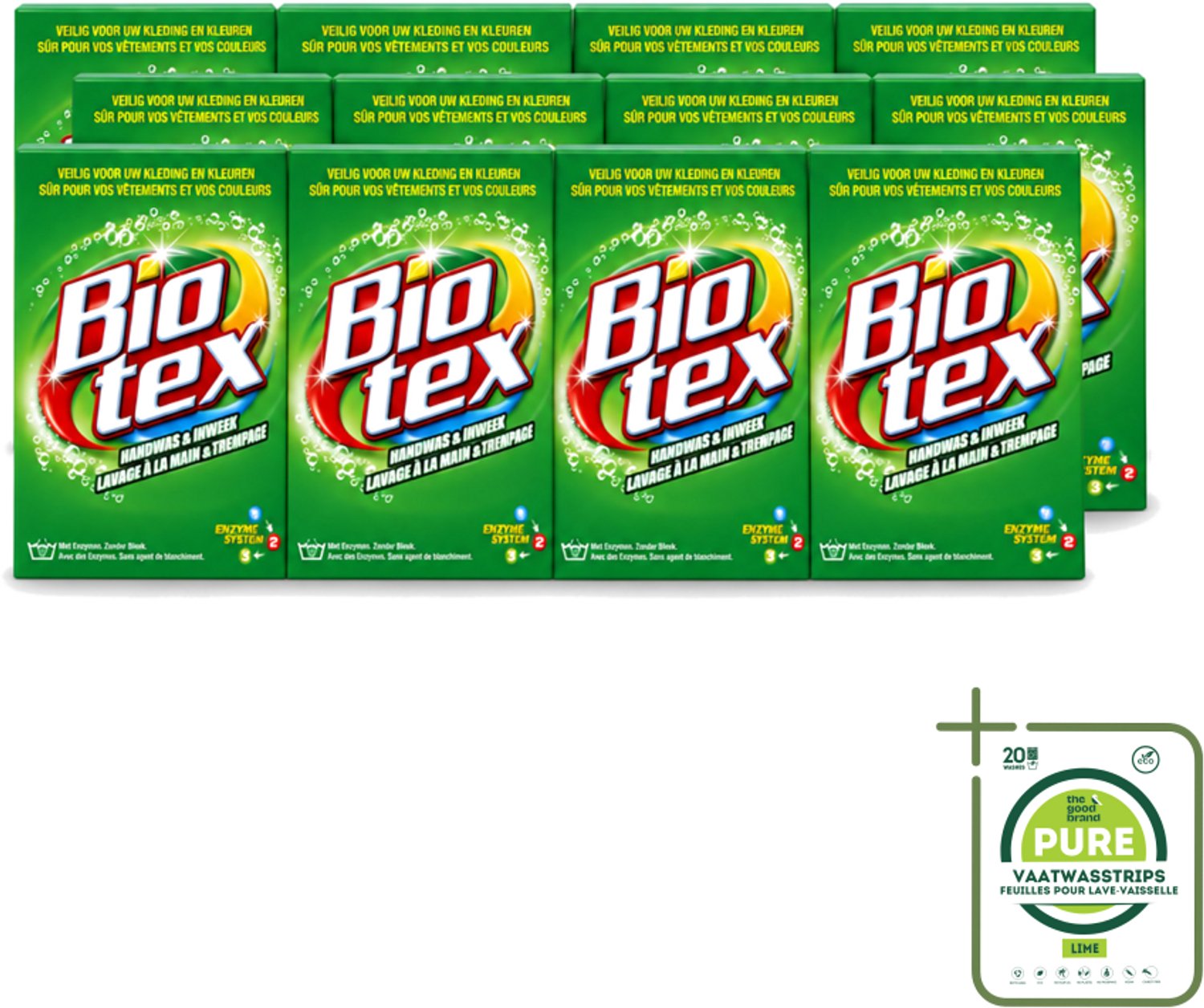 12 x Biotex - Waspoeder - Handwas & Inweek - Actieve Biologische Enzymen - 720 g - Grootverpakking - Vaatwasstrips - Handwas - Inweek Waspoeder - Biologisch Wasmiddel - Enzymen - Vuil Verwijderen