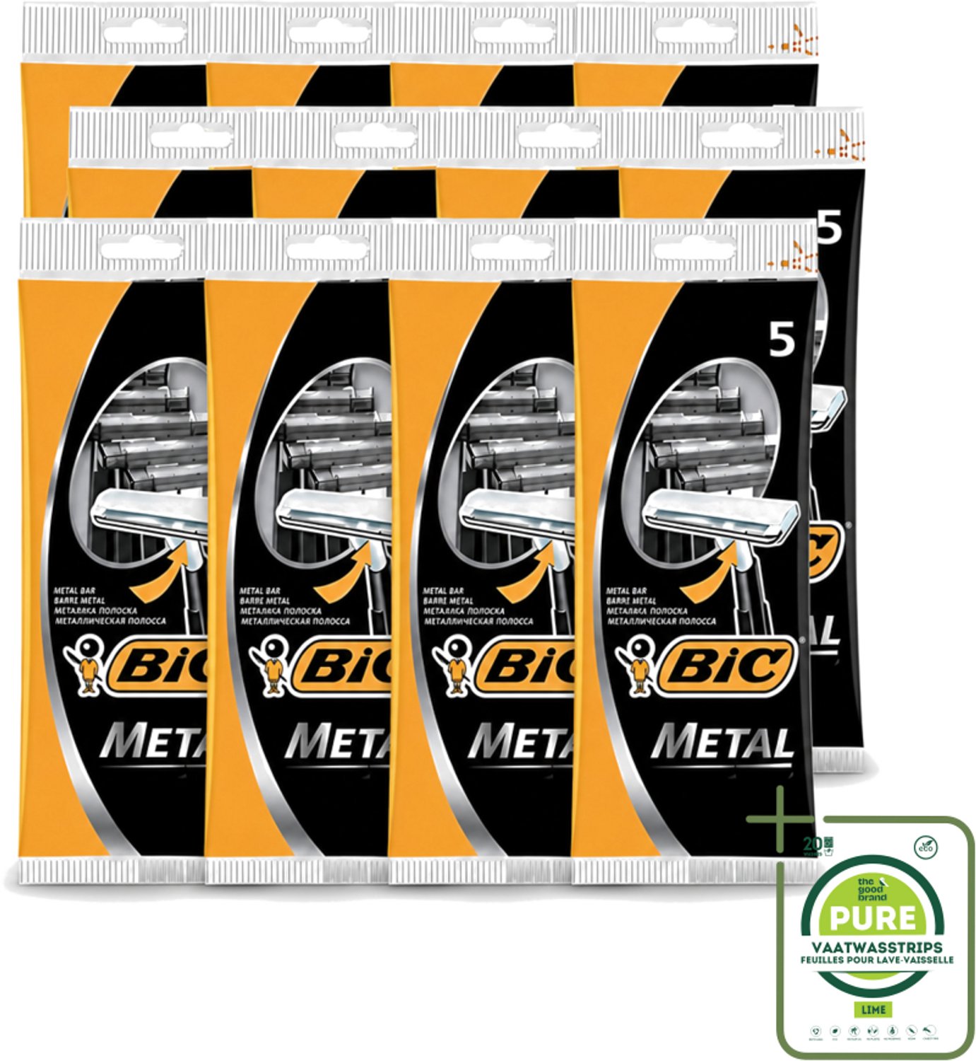 12 x Bic - Scheermesjes - Metaal - Enkel Mesje - Wegwerpmesjes - 5 Scheermesjes - Grootverpakking - Scheermesje - Wegwerpmesje - Roestvrij Staal - Enkel Mesje - Precisie Scheren