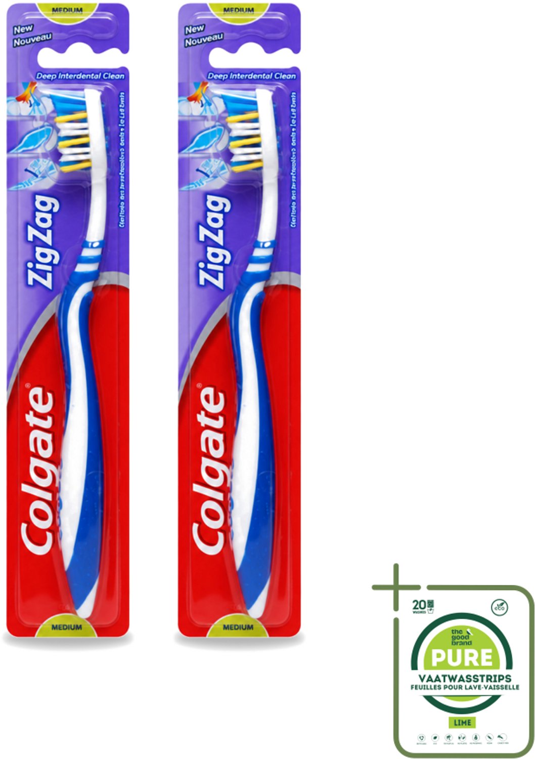 2 x Colgate - Tandenborstel - ZigZag Medium - 1 Tandenborstel - Grootverpakking - Tandenborstel - Tandenborstel Zigzag - Reiniging Tanden - Tandenborstel Medium - Tandenborstel Colgate