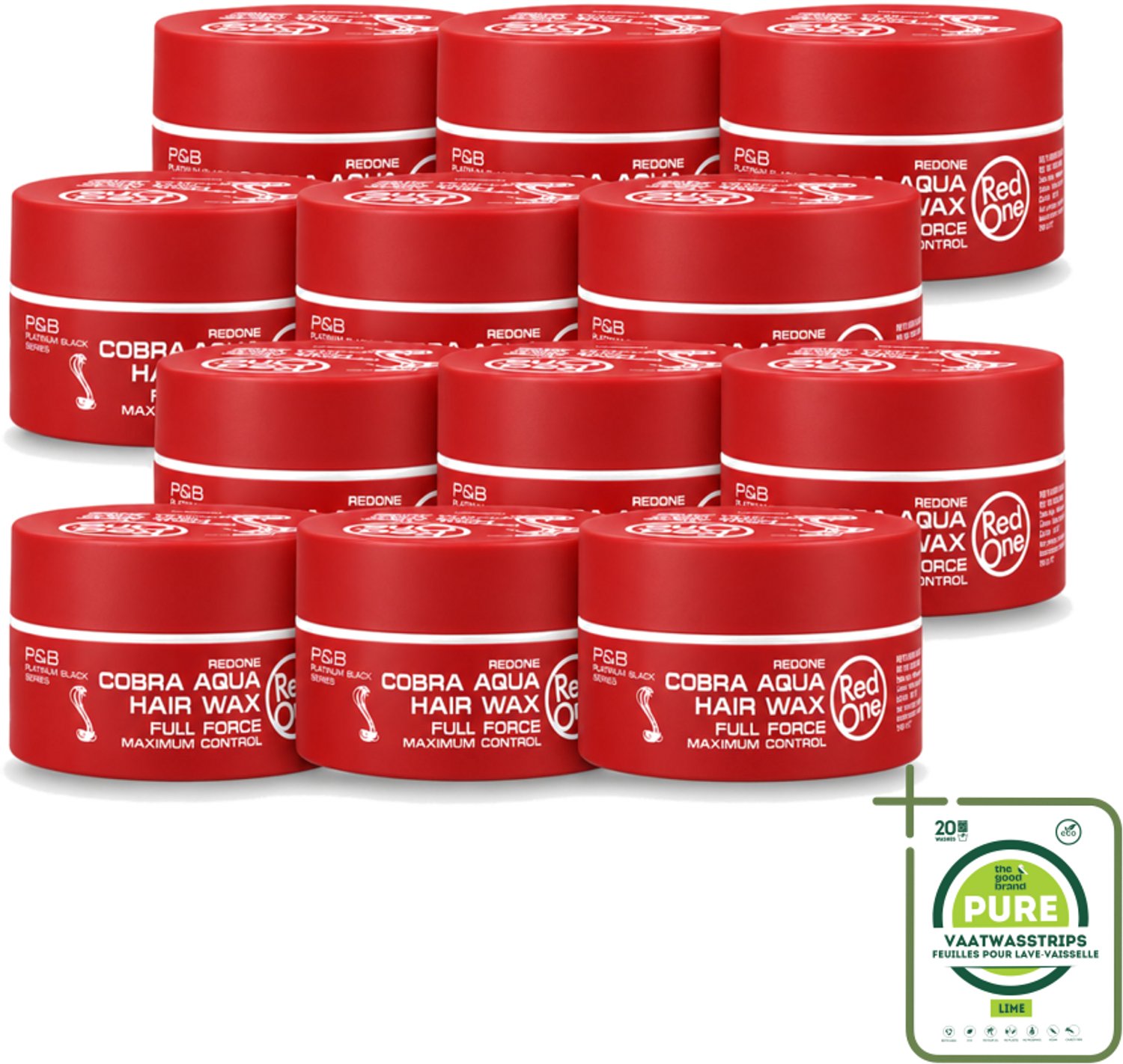 12 x Red One - Haarwax - Cobra Aqua - Maximale Controle - Voor Krachtige Hold & Glans - 150 ml - Grootverpakking - Haarwax - Stylingwax - Controle - Glans - Fixatie