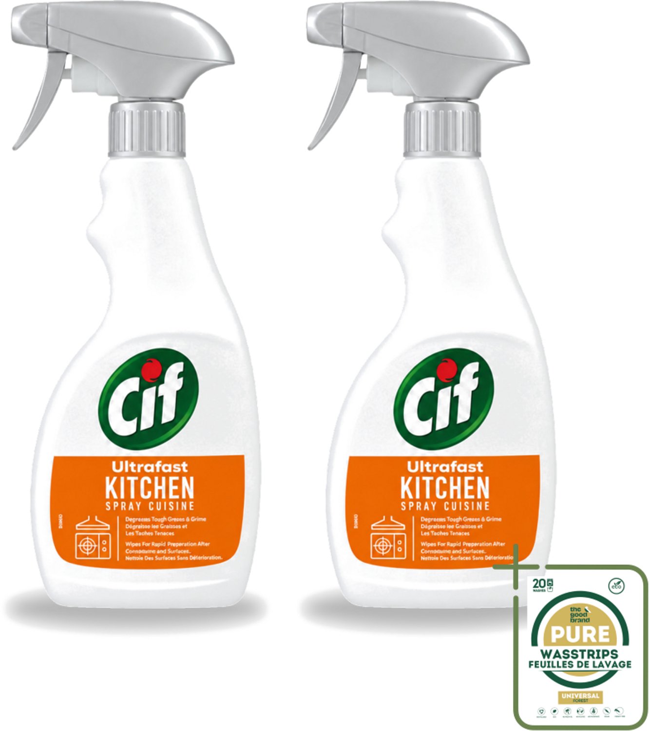 2 x Cif - Keuken Spray - Super Snel - Verwijdert Hardnekkig Vuil - 500ml - Keuken Spray - Vet Verwijderen - Snel Schoonmaken - Keuken Schoonmaken - Vuil Verwijderen
